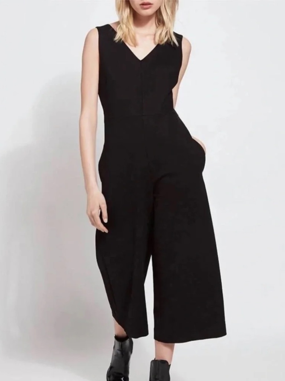 LYSSE Ponte Knit Jumpsuit Wide Leg Black sz XS New